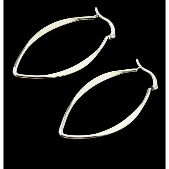 Earrings Secret Box New York White Gold Dipped Pointed Oval Drop Dangle Latch - Picture 10 of 12
